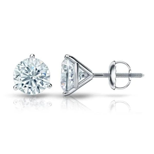 Auriya 14k Gold Certified 3.20 carat TDW 3-Prong Martini Round Diamond Stud Earrings