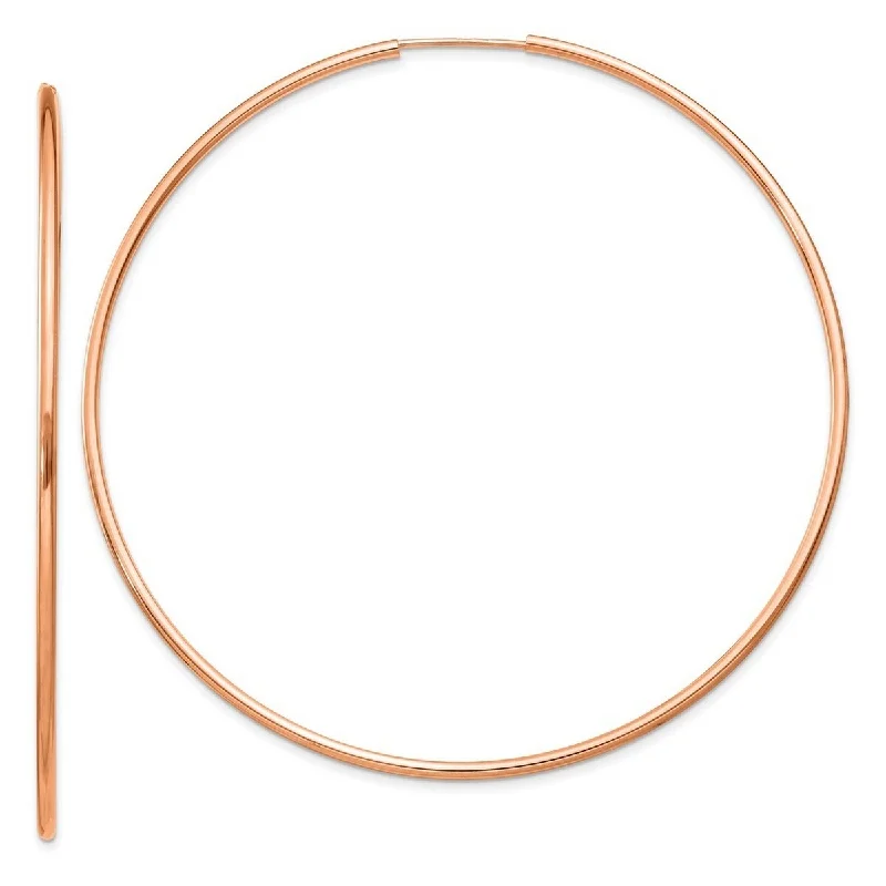 Curata 14k Rose Gold 1.5mm Polished Endless Hoop Earrings