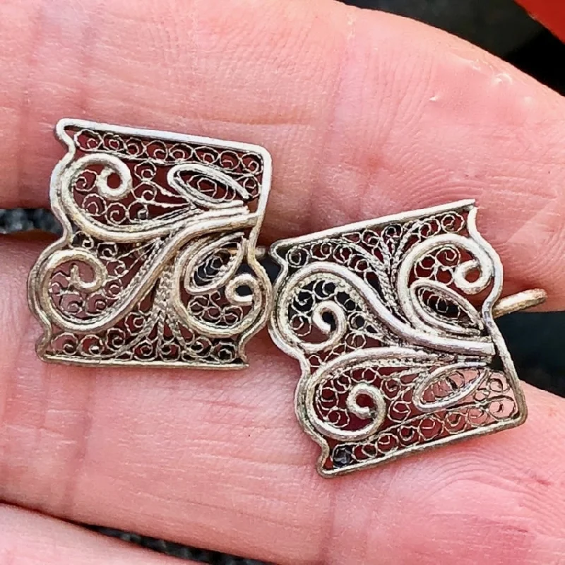 Sterling Silver Filigree Screw Back Earrings