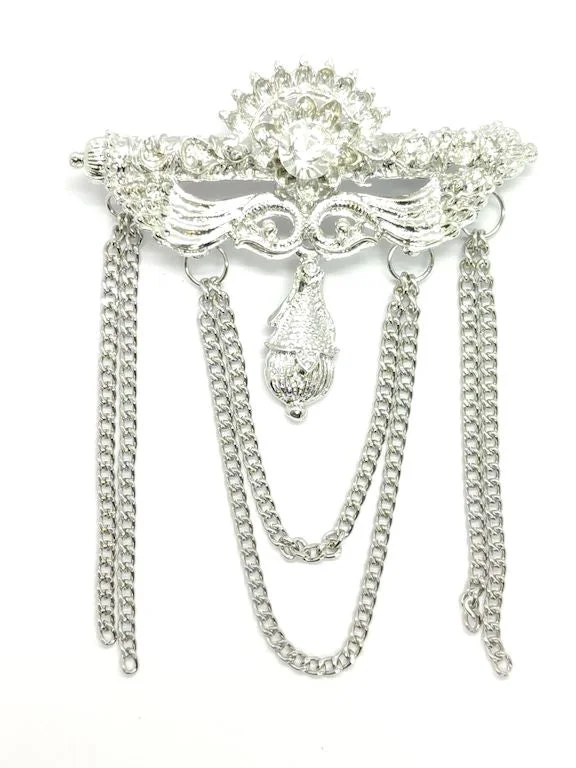 White Silver Designer Brooch