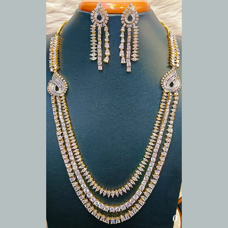 Jain Jewellers  Gold  Plated  AD Long Necklace Set