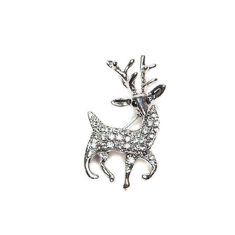 Sparkly Crystal Deer Brooch