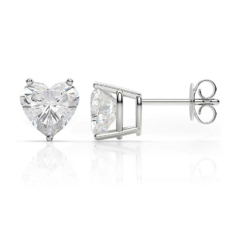 Donatello Gian Sterling Silver Heart Cut Crystal Stud Earrings