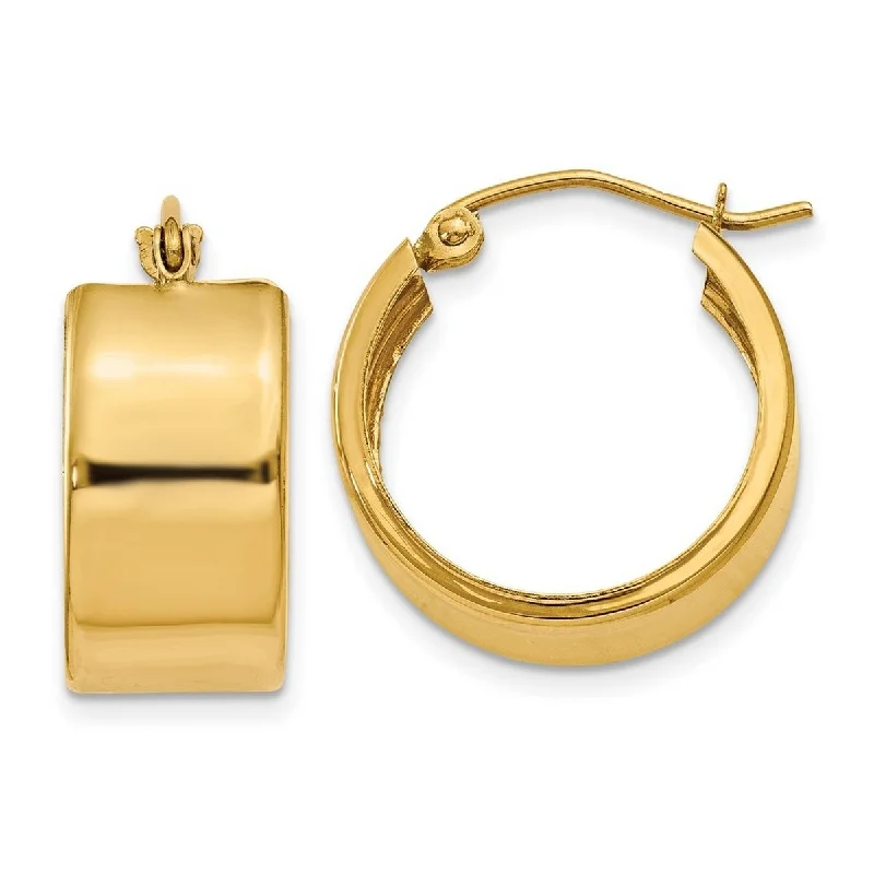 Curata 14k Yellow Gold Polished Wide Flat 19x6mm Hoop Earrings