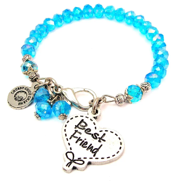 Best Friend Quilted Heart Splash Of Color Crystal Bracelet