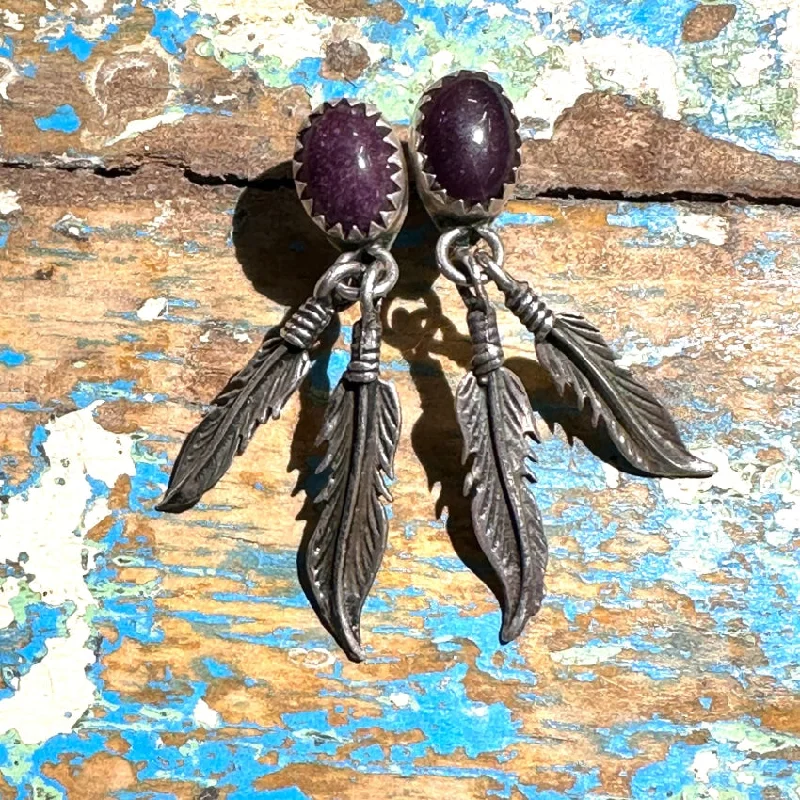 Vintage Southwestern Sterling Silver Deep Purple Sugilite Earrings