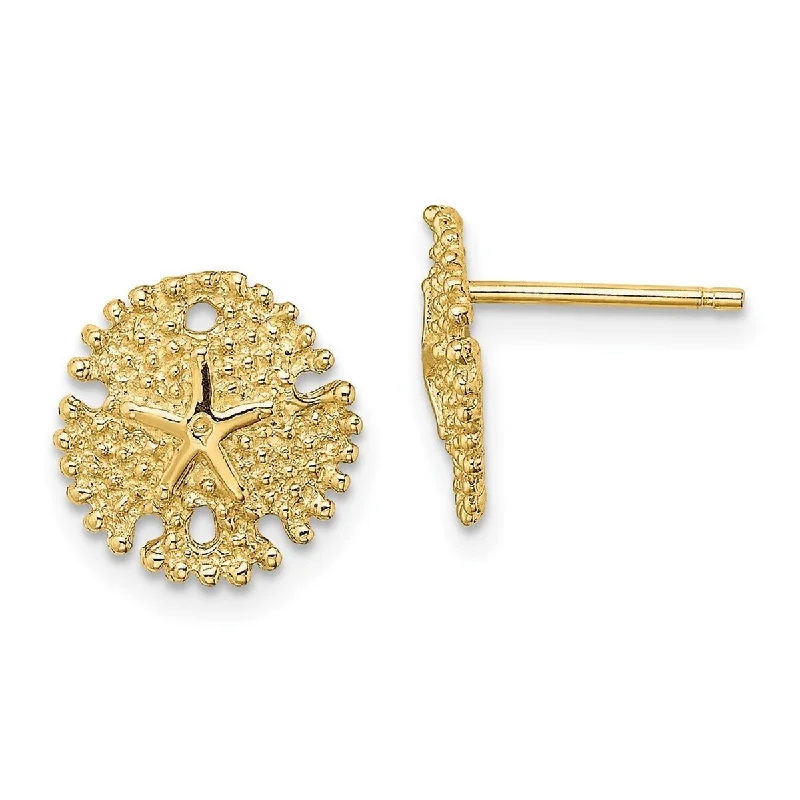 Curata 14k Yellow Gold 10.8mm Sand Dollar Textured Post Earrings