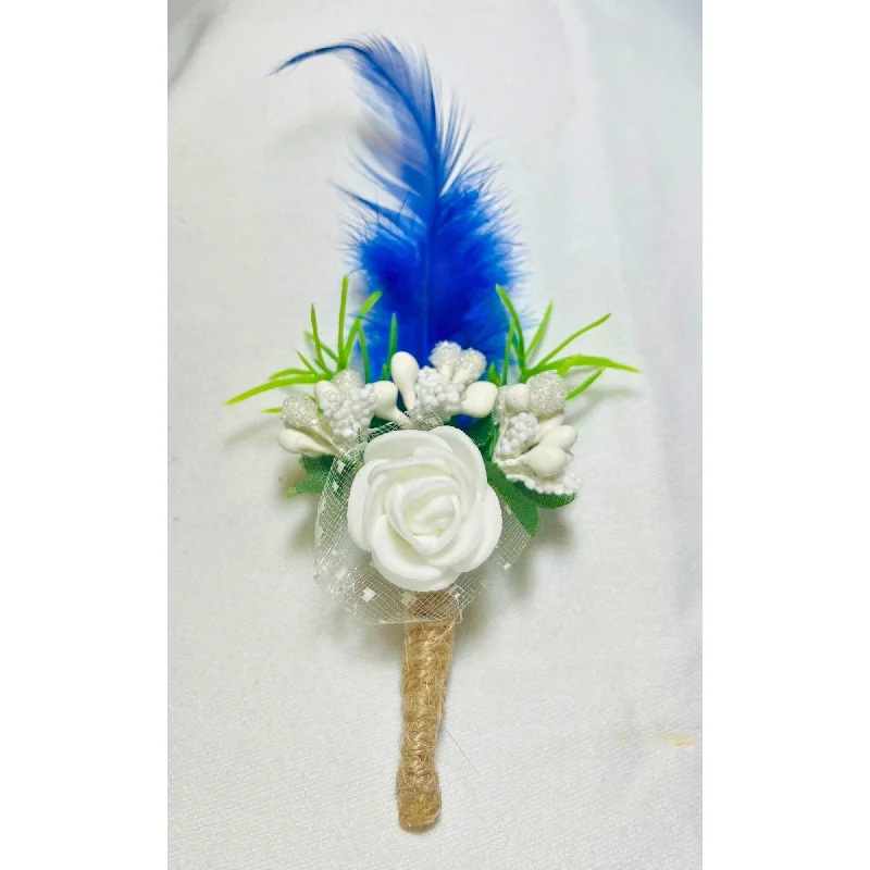 Multicolor Faux Feather Flower Brooch