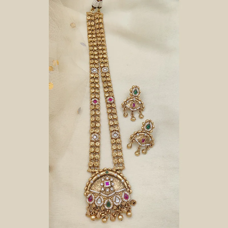 Jewel Addiction Gold Plated Kundan Stone Long Necklace Set