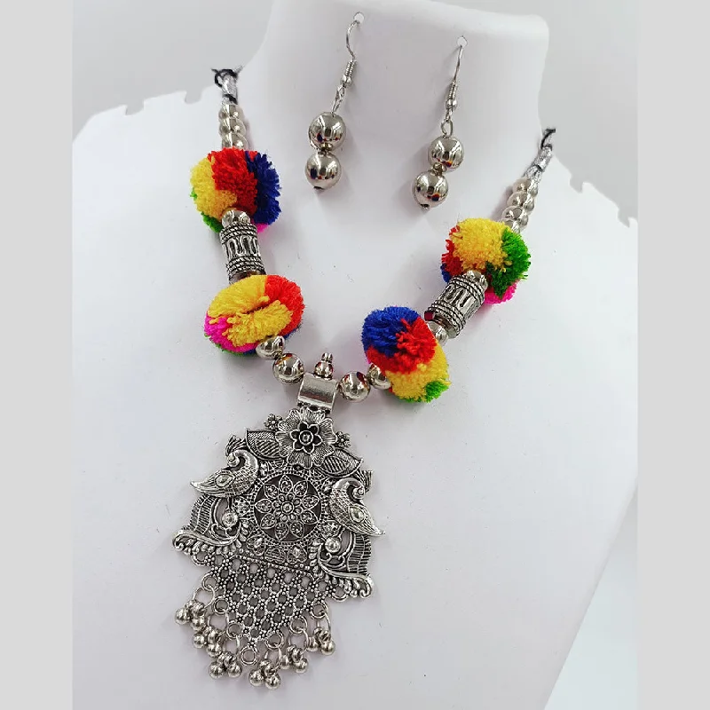 Kavita Art Oxidised Plated Navratri Special Pom Pom Necklace Set