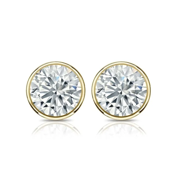 Auriya 14k Gold GIA Certified 3.50 carat TDW Bezel Set Round Diamond Stud Earrings