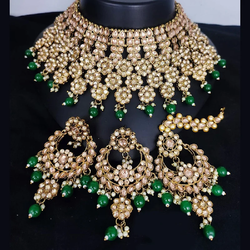 Lucentarts Jewellery Gold Plated Kundan Choker Necklace Set