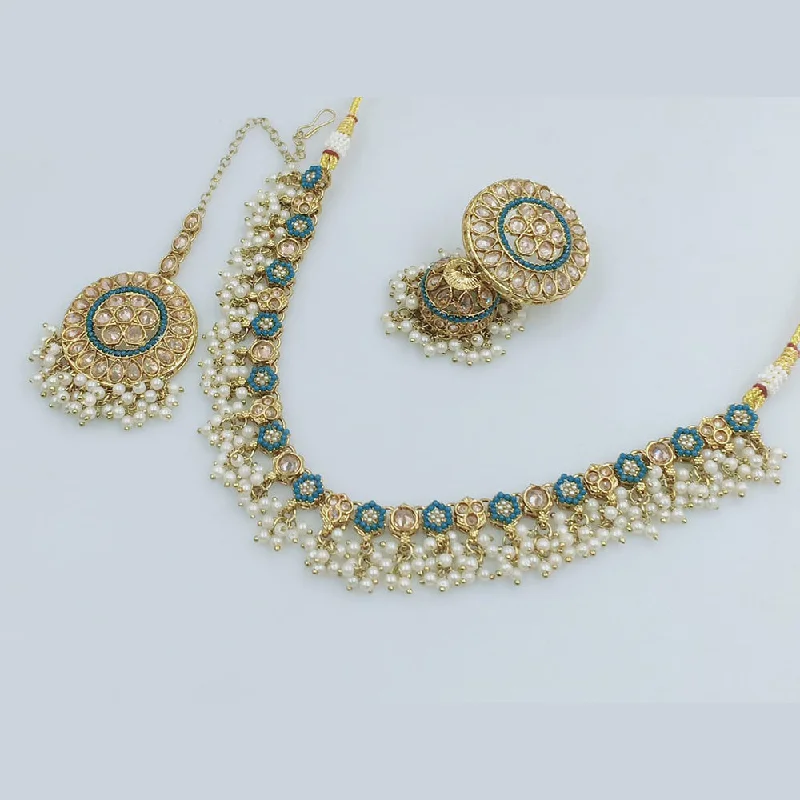 Rajwadi Collection Gold Plated Pearl Necklace Set