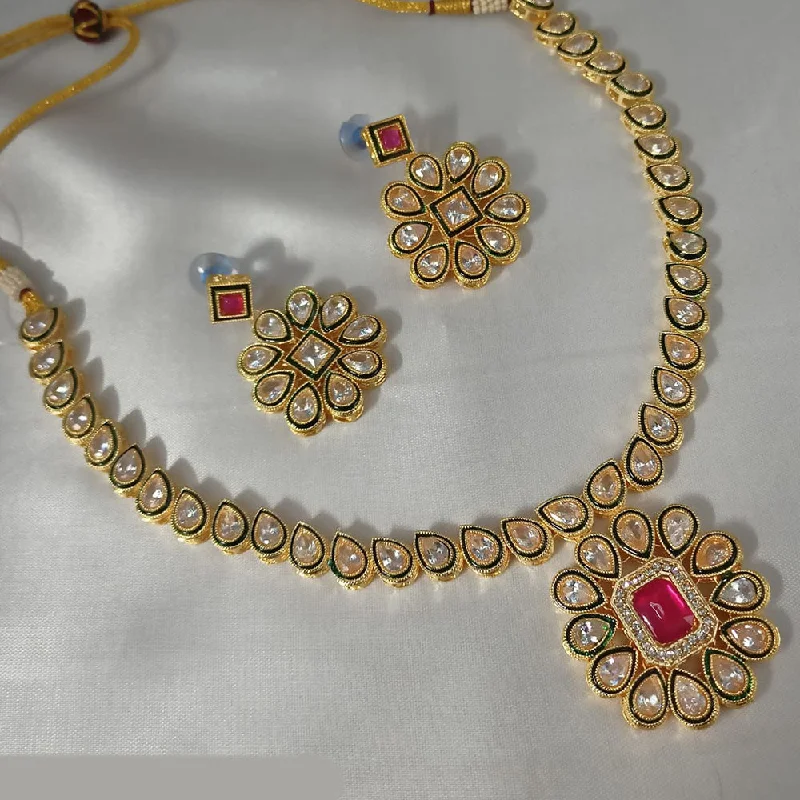 Padmawati Bangles Gold Plated Crystal Stone Necklace Set