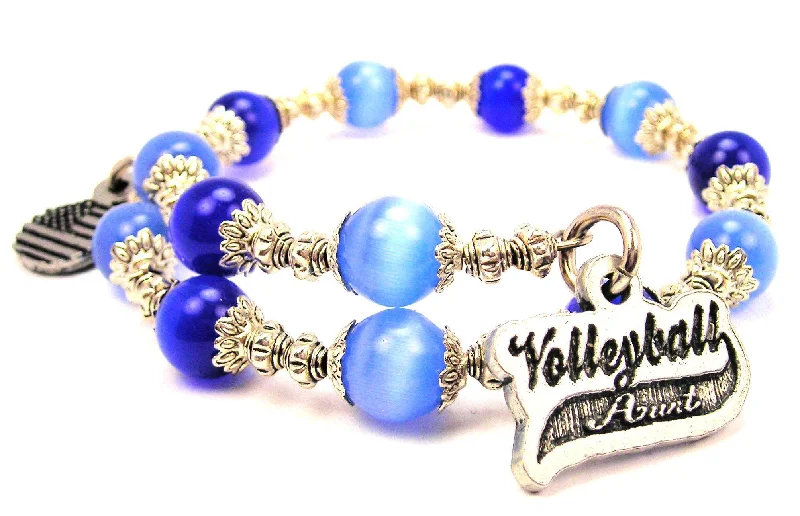 Volleyball Aunt Cat's Eye Beaded Wrap Bracelet