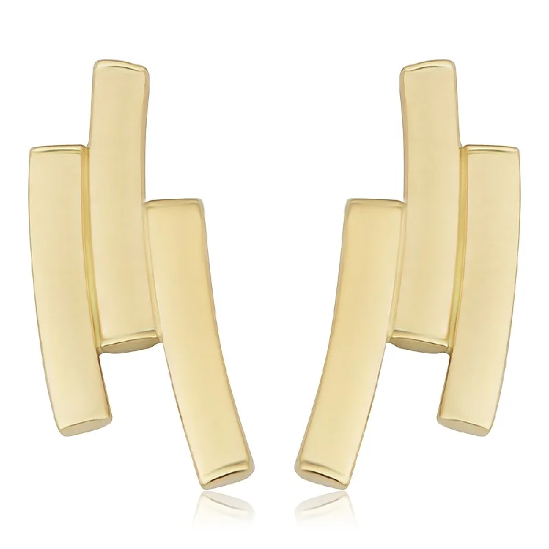 Fremada 14k Yellow Gold Triple Curved Bar Earrings