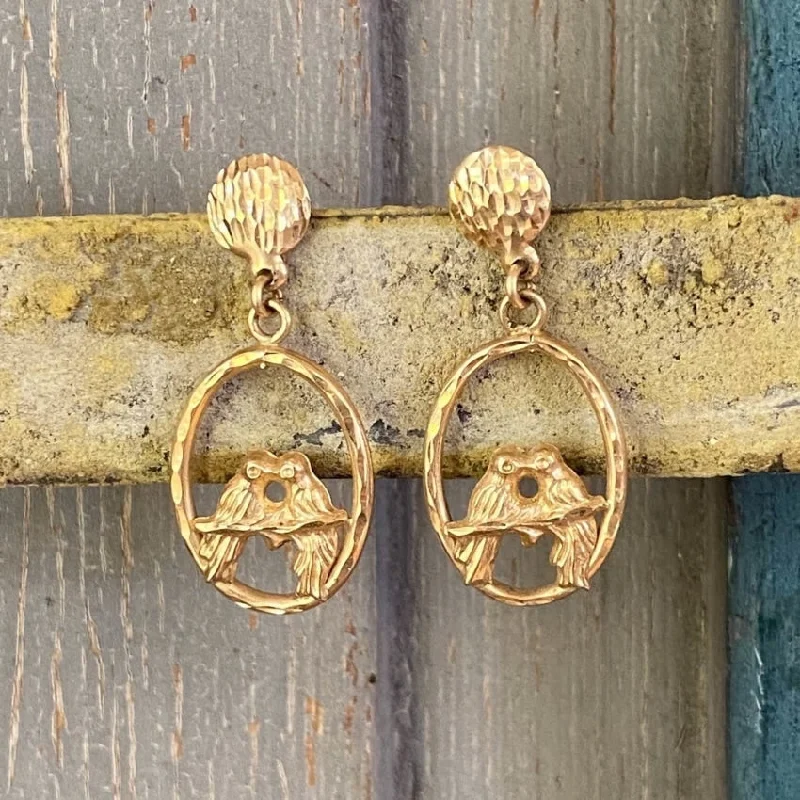 Vintage 14k Yellow Gold Lovebird Earrings