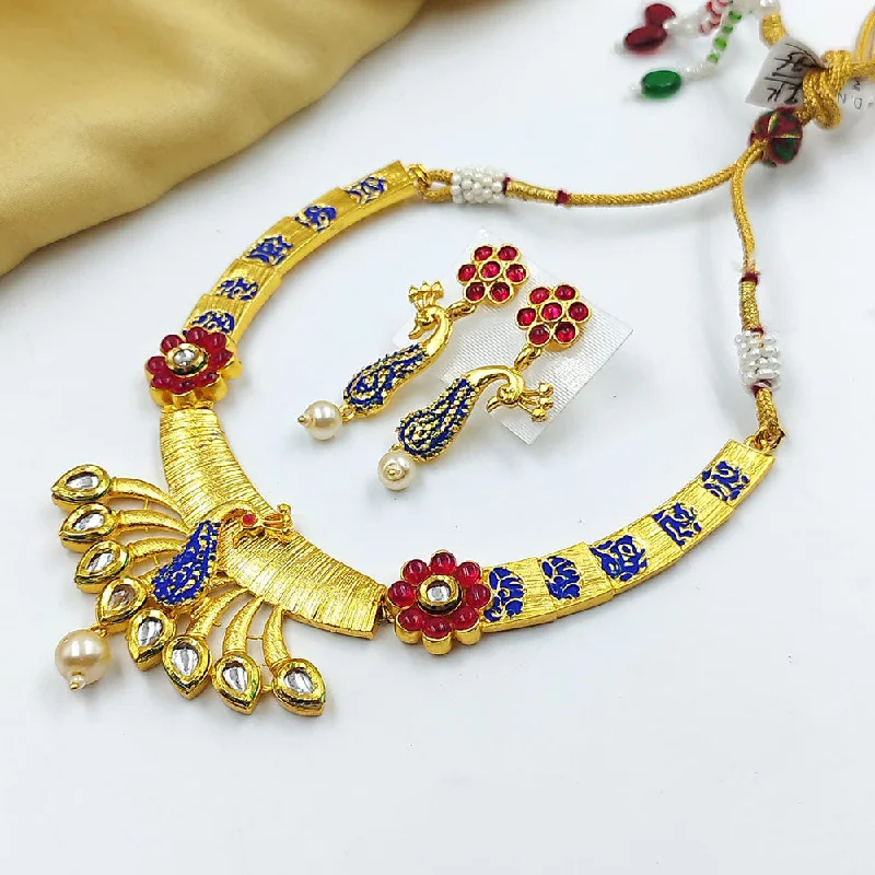 Pooja Bangles Gold Plated Kundan Necklace Set