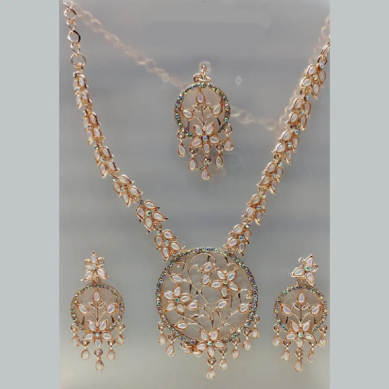 Tip Top Jewellers Rose Gold Plated Stone Necklace Set