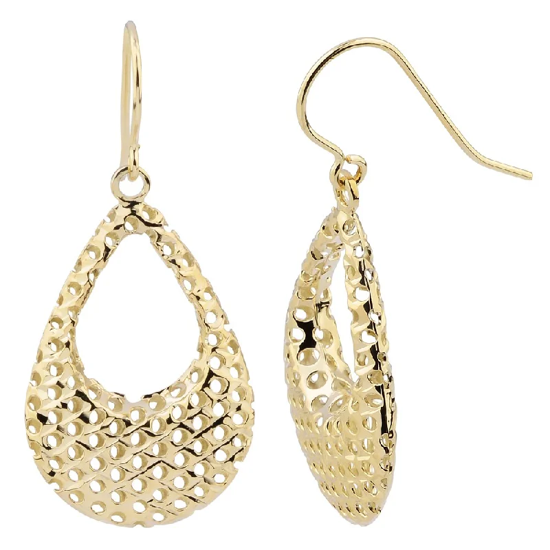 Fremada 14k Yellow Gold Puffed Teardrop with Cutout Design Earrings