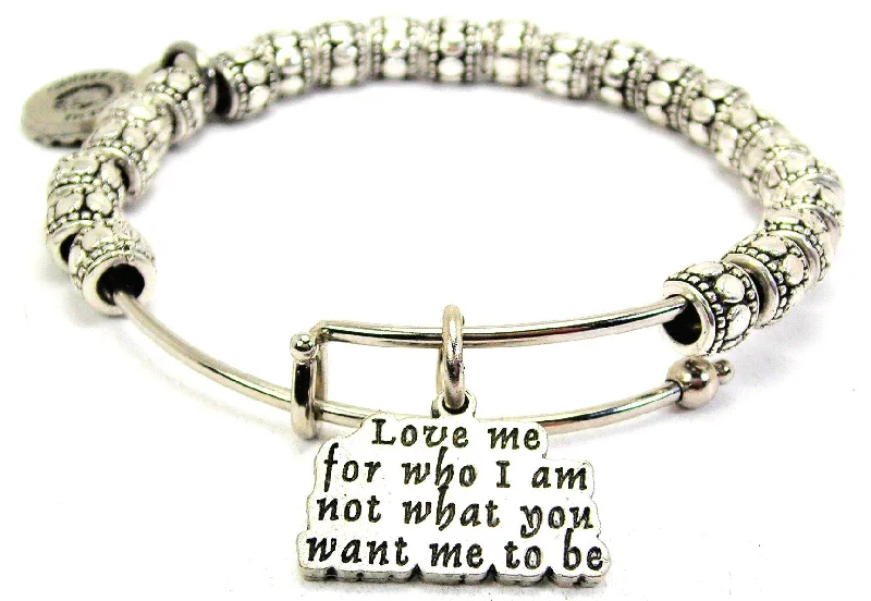 Love Me For Who I Am Metal Beaded Bracelet