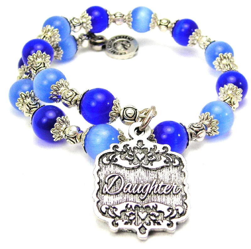 Daughter Victorian Scroll Cat's Eye Beaded Wrap Bracelet