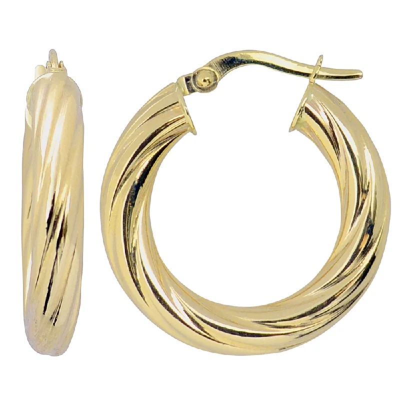 Fremada Italian 14k Yellow Gold Twist Design Hoop Earrings