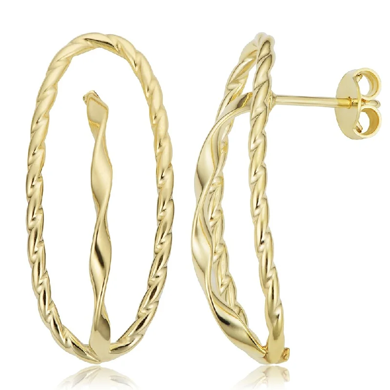 Fremada Italian 14k Yellow Gold Twisted Oval Earrings