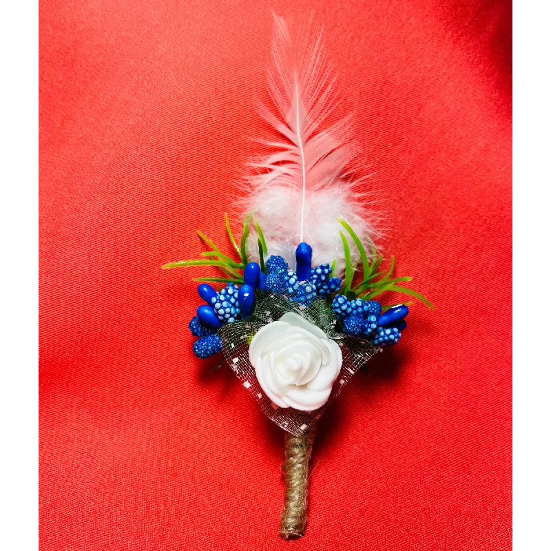 Multicolor Faux Feather Flower Brooch