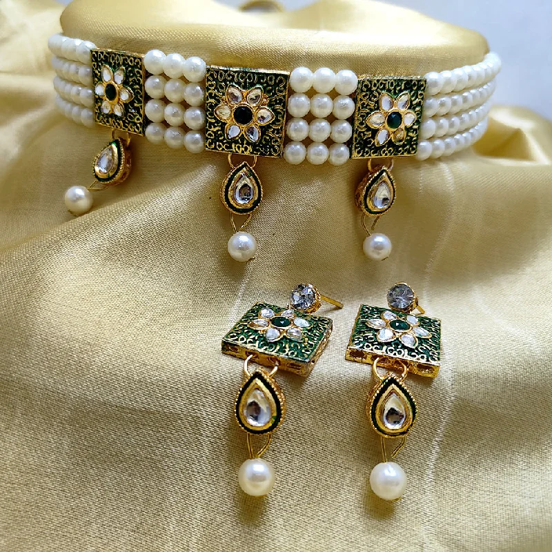 Palak Art Gold Plated Kundan Choker Necklace Set