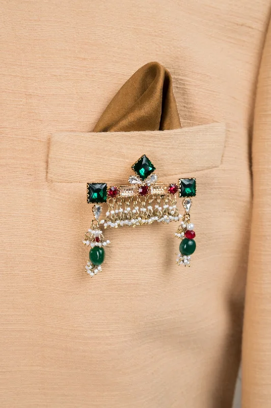 Green Crystal Defined Brooch