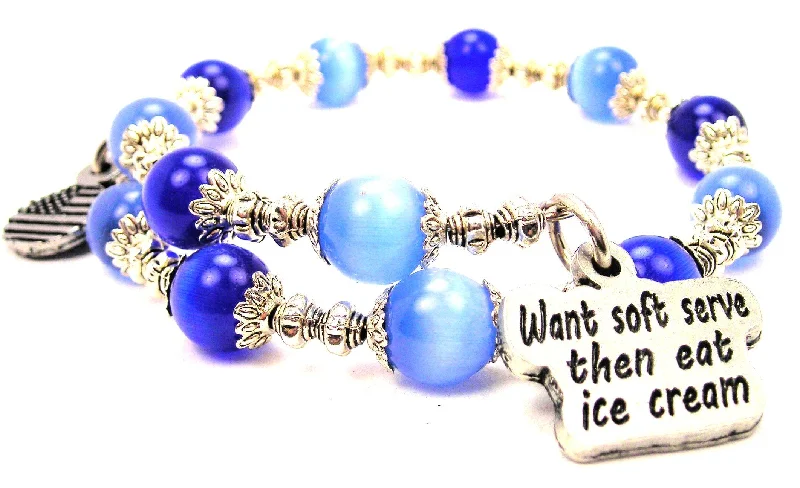 Want Soft Serve Than Eat Ice Cream Cat's Eye Beaded Wrap Bracelet