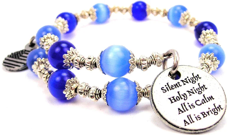 Silent Night Holy Night Cat's Eye Beaded Wrap Bracelet