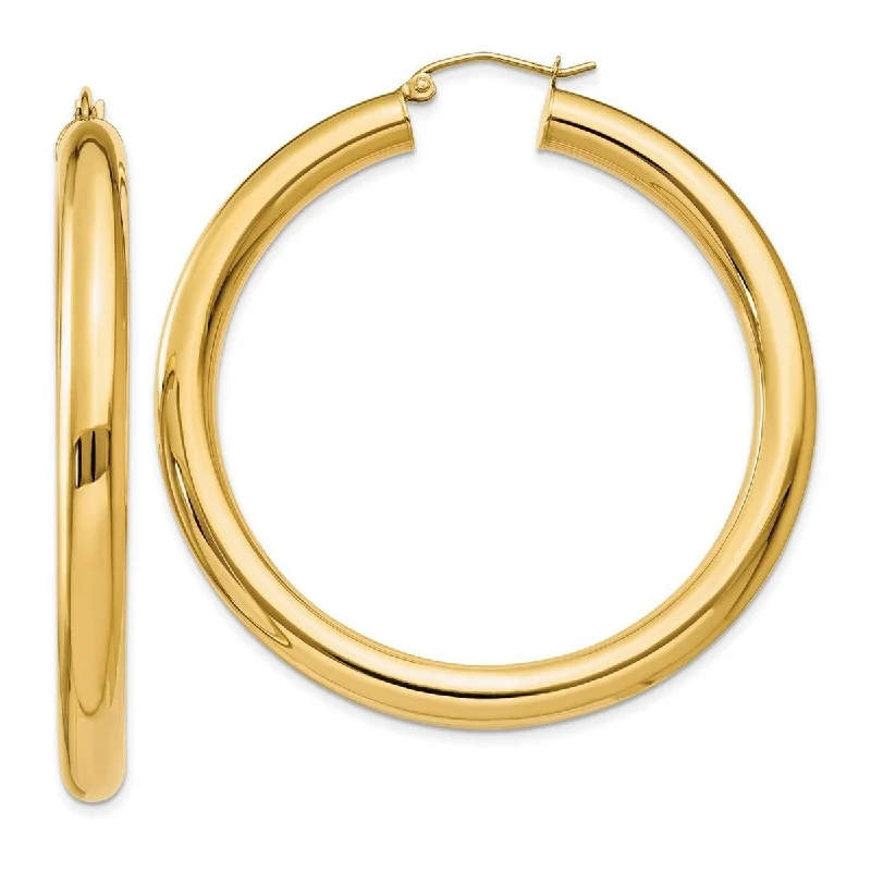 Curata 14k Yellow Gold Polished 50x5mm Tube Hoop Earrings