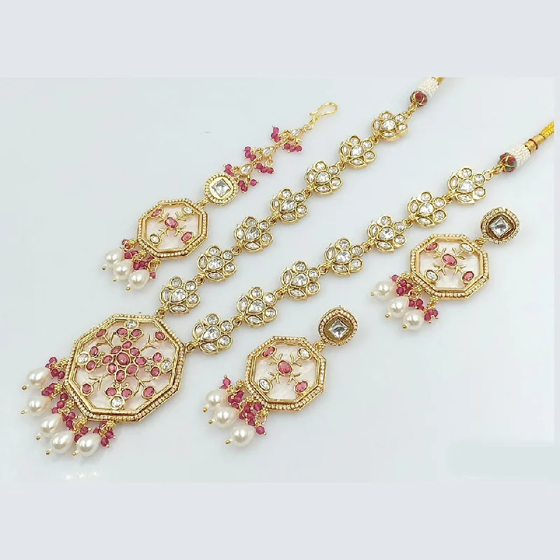 JCM Gold Plated Kundan Long Necklace Set