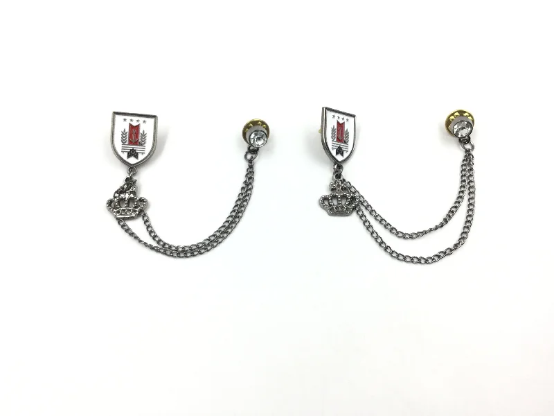 Black Nickle & Red Crown Chain Hangings With Stones