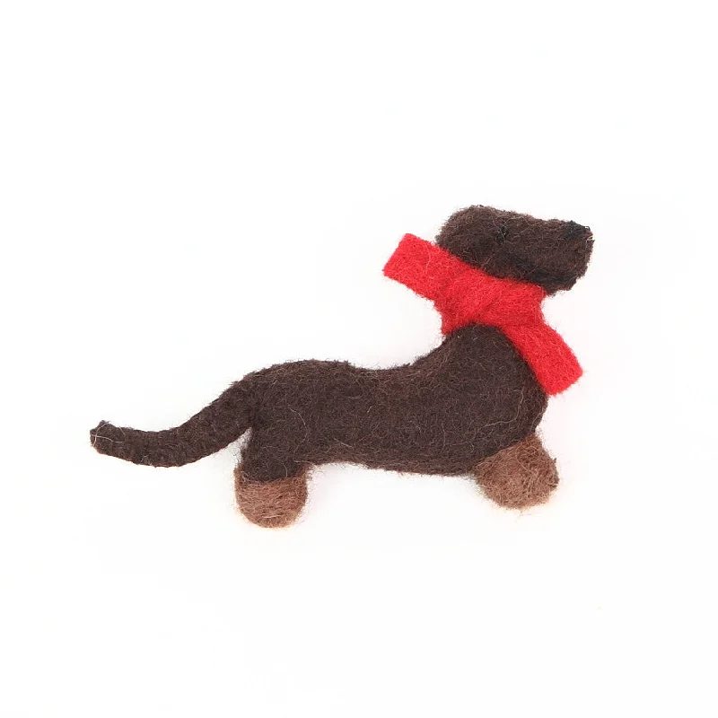 Amica Felt Brown Dachshund Brooch