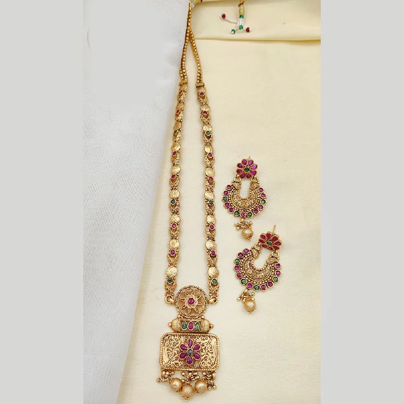 Jewel Addiction Gold Plated Pota Stone Long Necklace Set