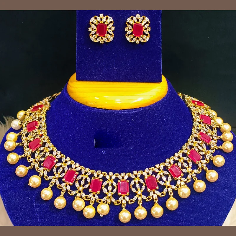 Jain Jewellers Gold Plated AD Stone Choker Necklace Set