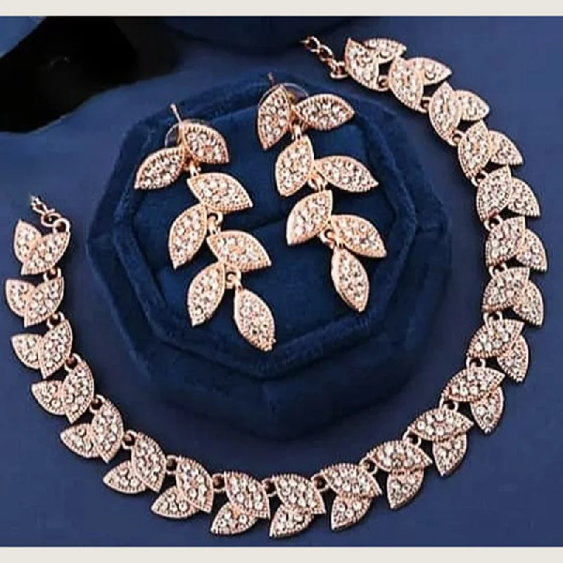 Kavyanjali Jewels Rose Gold Plated Austrian Stone Necklace Set