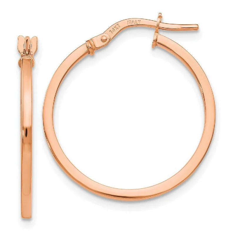 Curata 14k Rose Gold 2x23mm Polished Classic Hoop Earrings