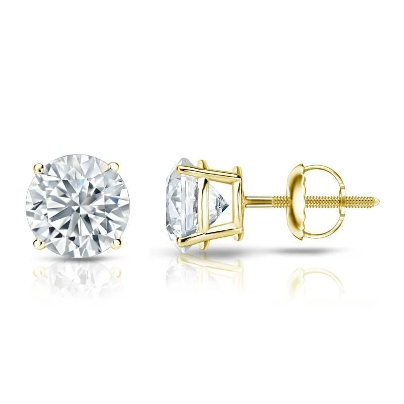 Auriya 18k Gold Certified 4.20 carat TW Round Diamond Stud Earrings