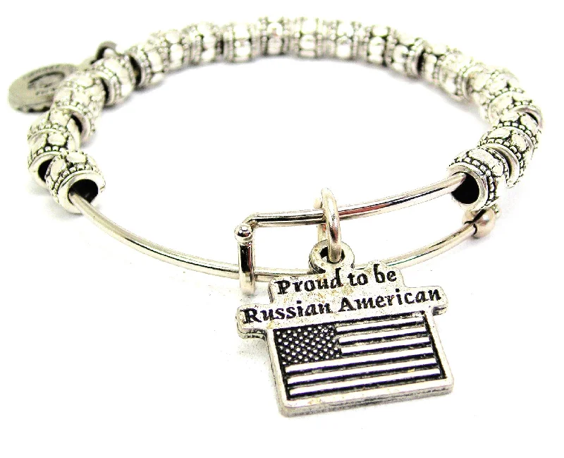 Proud To Be Russian American Metal Beaded Bracelet