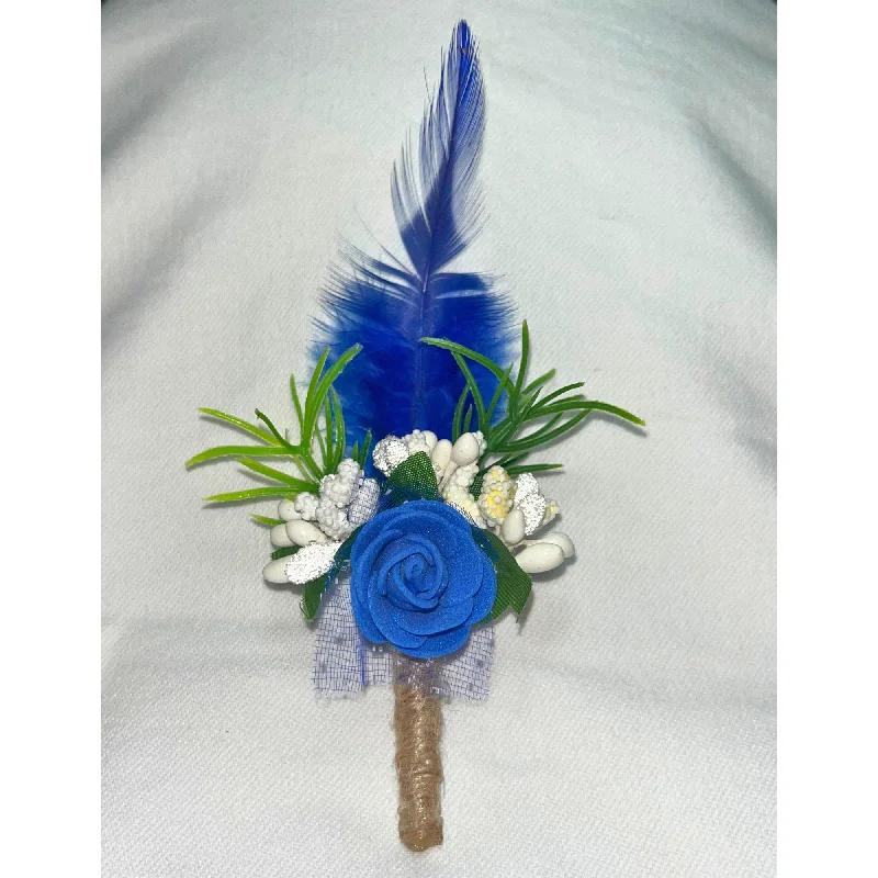 Multicolor Faux Feather Flower Brooch