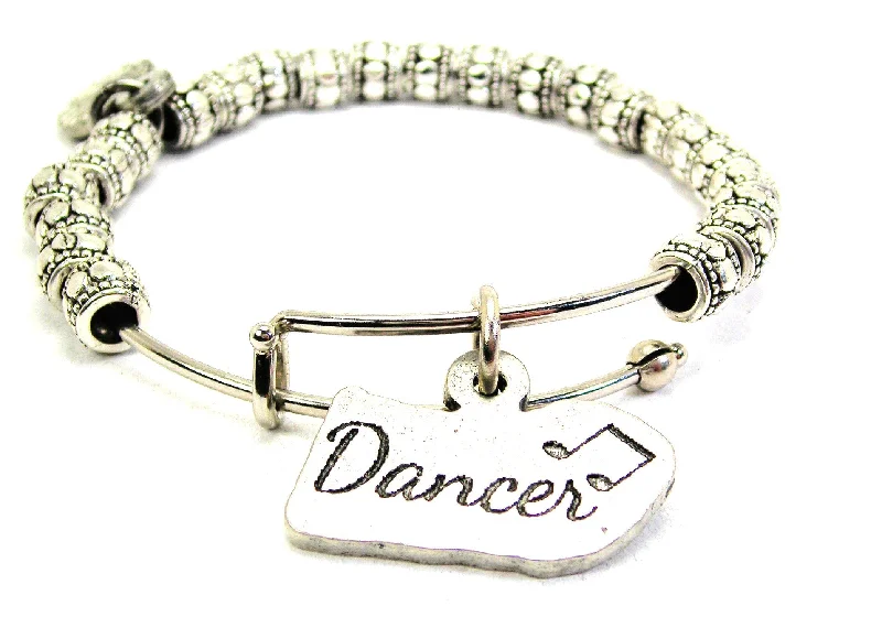 Dancer With Music Note Metal Beaded Bracelet