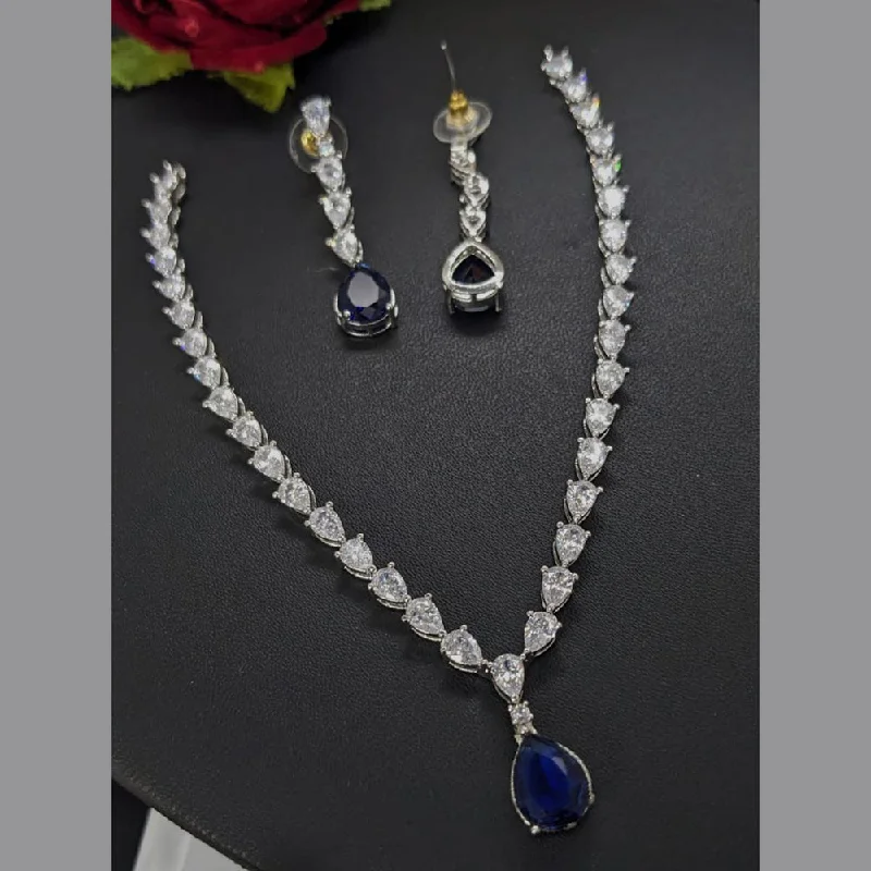 Aamrapali Silver Plated AD Necklace Set