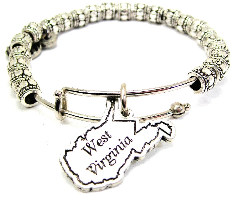 West Virginia Metal Beaded Bracelet