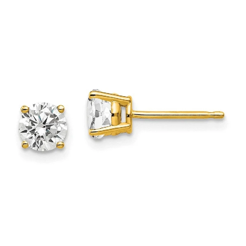 Curata 14k Yellow Gold Post Earrings 5mm CZ Cubic Zirconia Earrings - 5x5mm Wide