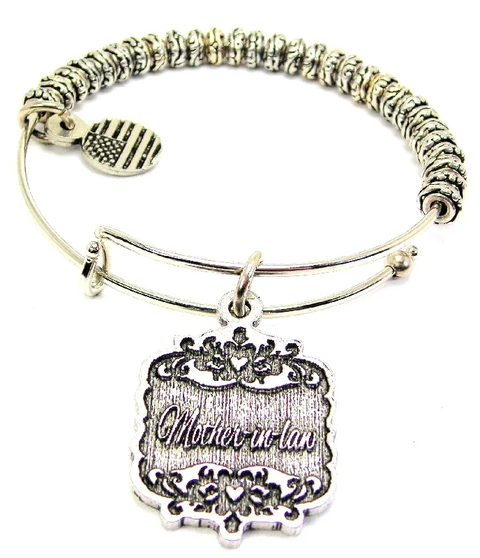 Mother-In-Law Victorian Scroll Metal Beaded Bracelet