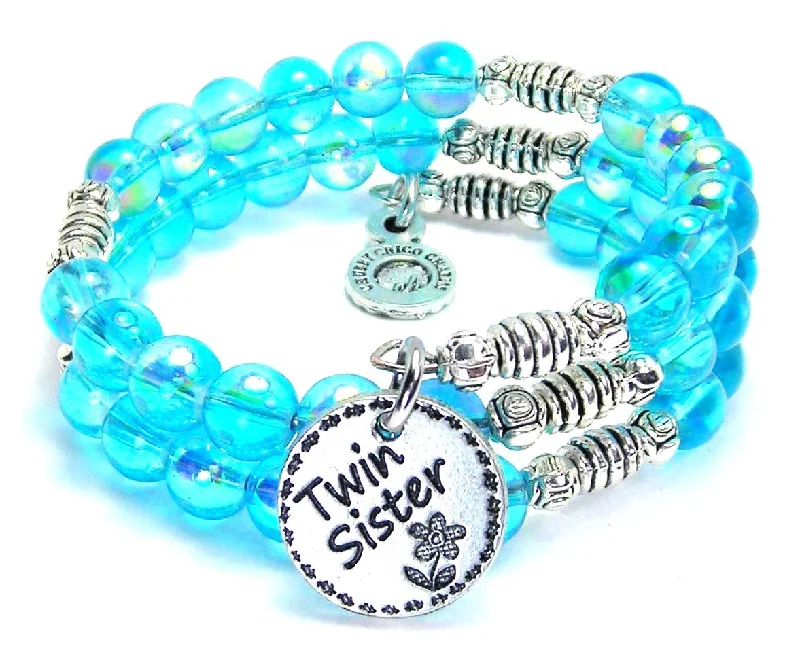 Twin Sister Sea Siren Ocean Glass Wrap Bracelet